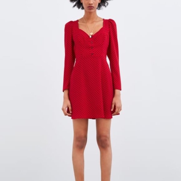 Zara Dresses Zara Polka Dot Red And Black Dress Poshmark